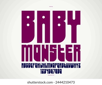 Bold and strong vector geometric font for logos and branding, heavy letters alphabet for posters and advertising, display typeface with huge fat letters.