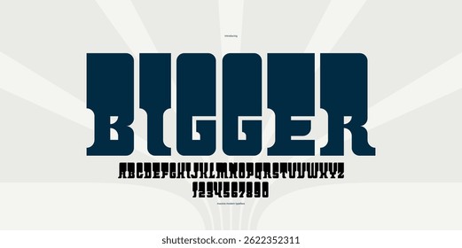 Bold and strong vector geometric font for logos and emblems, display typeface for posters and headlines, heavy and thick letters alphabet in modern style.