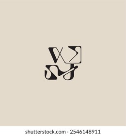 bold style and luxury concept VJ elegant initial logo letter curved typography monogram