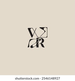 estilo arrojado e conceito de luxo VR elegante inicial logotipo letra curvada tipografia monograma