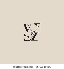 bold style and luxury concept VZ elegant initial logo letter curved typography monogram