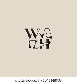 estilo arrojado e conceito de luxo WH elegante inicial logotipo letra curvada tipografia monograma