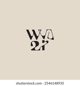 mutiger Stil und Luxus-Konzept WI elegante Initial-Logo-Brief gekrümmte Typografie Monogramm