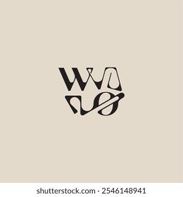 estilo atrevido y concepto de lujo WO elegante logotipo inicial letra monograma de tipografía curva