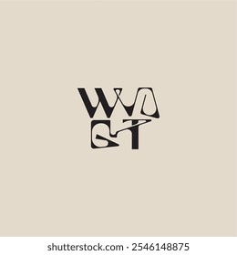 bold style and luxury concept WT elegant initial logo letter curved typography monogram