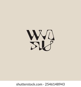 bold style and luxury concept WU elegant initial logo letter curved typography monogram