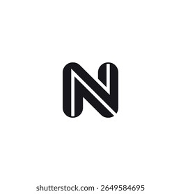 Logotipo del monograma del estilo N. Plana y Geométrica Lettermark.