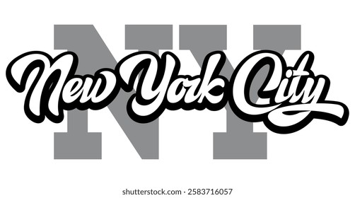 A bold and stylish New York City logo with a modern font design that captures the essence of the city's vibrant energy and iconic skyline.