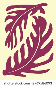 Bold, stylized botanical shapes in a rich plum hue evoke a sense of organic artistry and vibrant growth. These forms suggest natural elegance and a connection to the living world, perfect for decorative or thematic applications.   