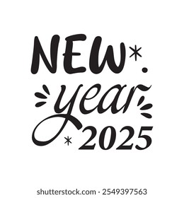 Bold, stylized "Happy New Year" text at the center. The letters could be a mix of gold and silver glitter, symbolizing celebration and glamour. The font could be playful, with some letters having conf