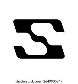 Bold Stylized Letter S Logo Design in Black and White.