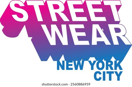 A bold, stylized logo featuring the words "STREET WEAR" in a vibrant gradient of pink and purple, overlaid with a similar gradient in blue.