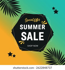 Bold Summer Sale Poster – Tropical Gradient Promotion Design Template