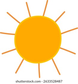 Bold sun icon with thick rays - vector flat style. A bright Sun icon with evenly spaced thick rays. Perfect for weather apps, energy themes, and summer graphics.