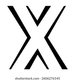 Bold Symmetrical X Shape Letter X Double Line Art Style