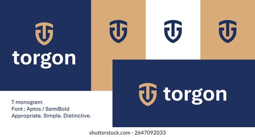 O logotipo do escudo do monograma de Bold T para a marca robusta automotiva ou tecnológica. Um símbolo geométrico resistente, ideal para ferramentas, equipamentos off-road, peças de caminhões ou marcas de marca e identidade de produto industrial.