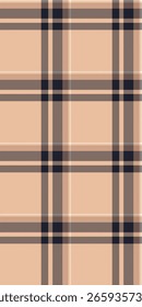 Verificação de textura de tartã negrito, padrão simples vetor xadrez. Tecido de tecido sem costura de fundo moderno na paleta de cores laranja e escuras.