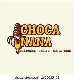 Bold and tasty choco-banana logo ideal for food and snack labels