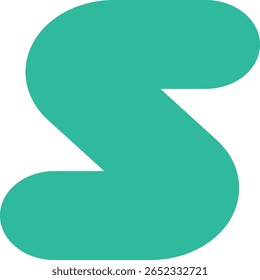 Bold Teal Letter S with Rounded Edges and Geometric Cutout