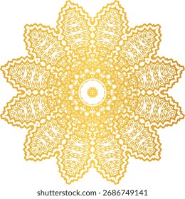 Negrito Dez Pontos Spike Design Mandala Dourado Vetor. Padrão Starburst abstrato exclusivo para tatuagem, branding ou elemento decorativo moderno.
