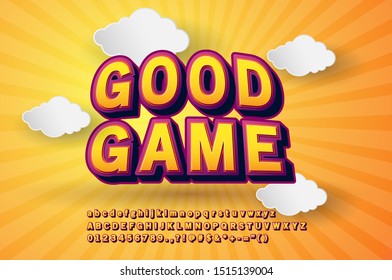 Bold text effect with cartoon design style, colorful logotype alphabet, game logo and product headline font, vector illustration