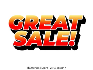 Bold text graphic announcing a great sale with a red gradient color effect