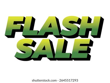 Bold text graphic featuring the words FLASH SALE in a gradient green color with a shadow effect, suitable for promotional materials