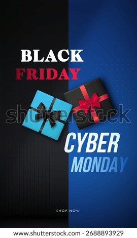 Bold text highlights shopping events with contrasting gift boxes, evoking excitement and anticipation