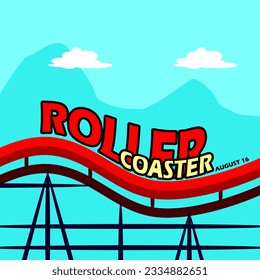 Feiner Text auf der Roller Coaster Spur mit gebirgigem Hintergrund zum Nationalfeiertag der Achterbahnfahrt am 16. August