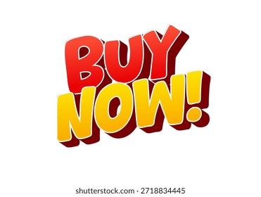 Texto en negrita que dice comprar ahora en colores rojo y amarillo con un efecto 3D
