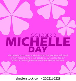 Bold text and sentences decorated with flowers on a pink background, Michelle Day on October 2