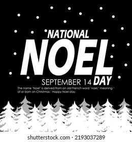 Frische Texte und Sätze mit schneebedeckten Bäumen an einer schneebedeckten Nacht zum Gedenken an den Nationalen Noeltag am 14. September