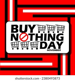 Bold text with shopping cart icon on board on abstract red background to celebrate Buy Nothing Day on November