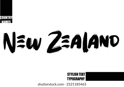 Bold Text Typography Text Country Name New Zealand