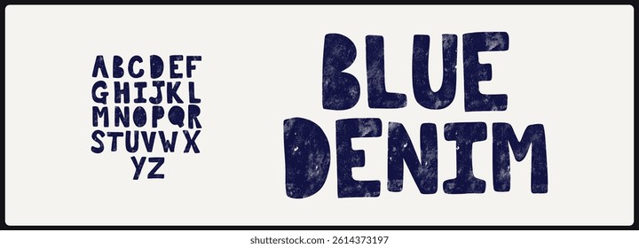 Bold texture vector font. Alphabet uppercase with unique texture.