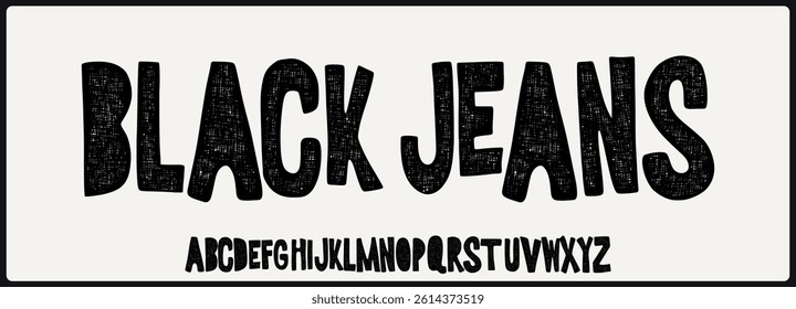 Bold texture vector font. Alphabet uppercase with unique texture.