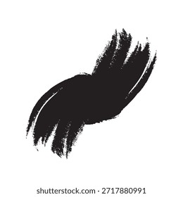Un trazo de pincel negro atrevido y texturizado sobre un fondo blanco, perfecto para Elementos de Diseño gráfico.