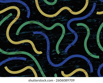Bold textured curves lines. Monochrome abstract seamless pattern. Vector doodle graphic hand drawn illustration