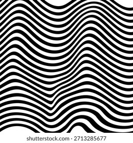 Textura curva de la onda del alto contraste del patrón Abstractas grueso grueso de la línea en blanco y negro, fondo moderno inconsútil para empaquetar, carteles y Diseño gráfico de moda