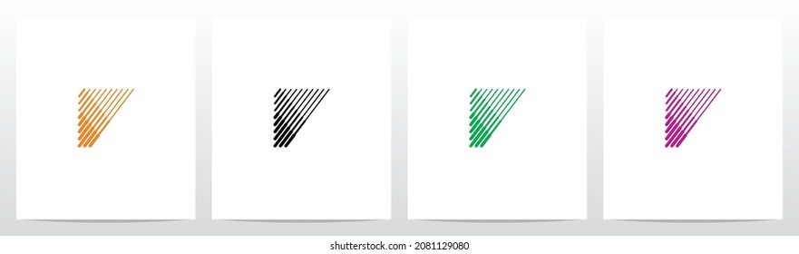 Bold And Thin Diagonal Outlines Letter Logo Design V