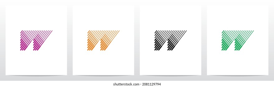 Bold And Thin Diagonal Outlines Letter Logo Design W