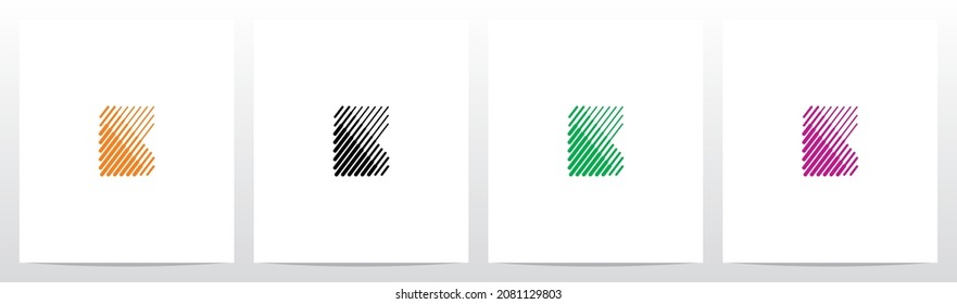 Bold And Thin Diagonal Outlines Letter Logo Design B