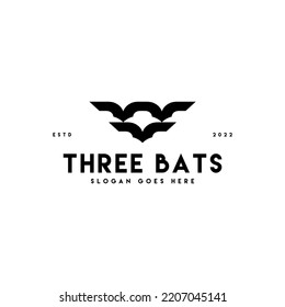 bold three bats logo mark symbol logo iconic vector design template. creative bats logo business design vector illustration with modern, clean and unique styles isolated on white background