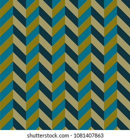 Bold Three Dimensional Chevron Seamless Pattern - High contrasting colors of green and blue three dimensional chevron seamless pattern with accordion fold look