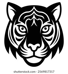 Bold Tiger Face Silhouette for Wildlife Artwork