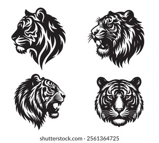 A bold tiger logo featuring sleek, dynamic lines, symbolizing strength, courage, and power. Perfect for branding resilience and leadership.     