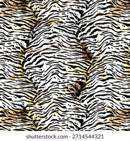 Diseño abstracto digital de impresión de tigre audaz con rayas dinámicas, texturas modernas, contraste vibrante, estilo sin costuras, perfecto para la moda, impresión de telas, ropa, proyectos de decoración del hogar, en todo el mundo.