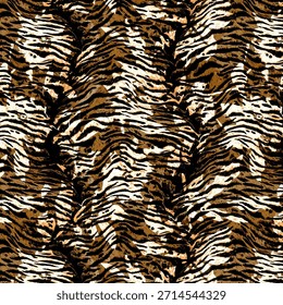 Diseño abstracto digital de impresión de tigre audaz con rayas dinámicas, texturas modernas, contraste vibrante, estilo sin costuras, perfecto para la moda, impresión de telas, ropa, proyectos de decoración del hogar, en todo el mundo.