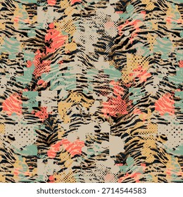 Bold tiger print digital abstract design featuring dynamic stripes, modern textures, seamless repeat, ideal for fabric printing, fashion apparel, home decor, accessories, and textile projects.