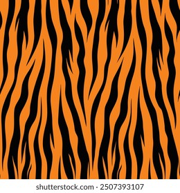 Bold Tiger Stripe Pattern with Dynamic Black and Orange Stripes Animal Print